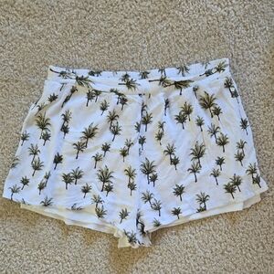 Forever 21 White Palm Print High Waist Shorts